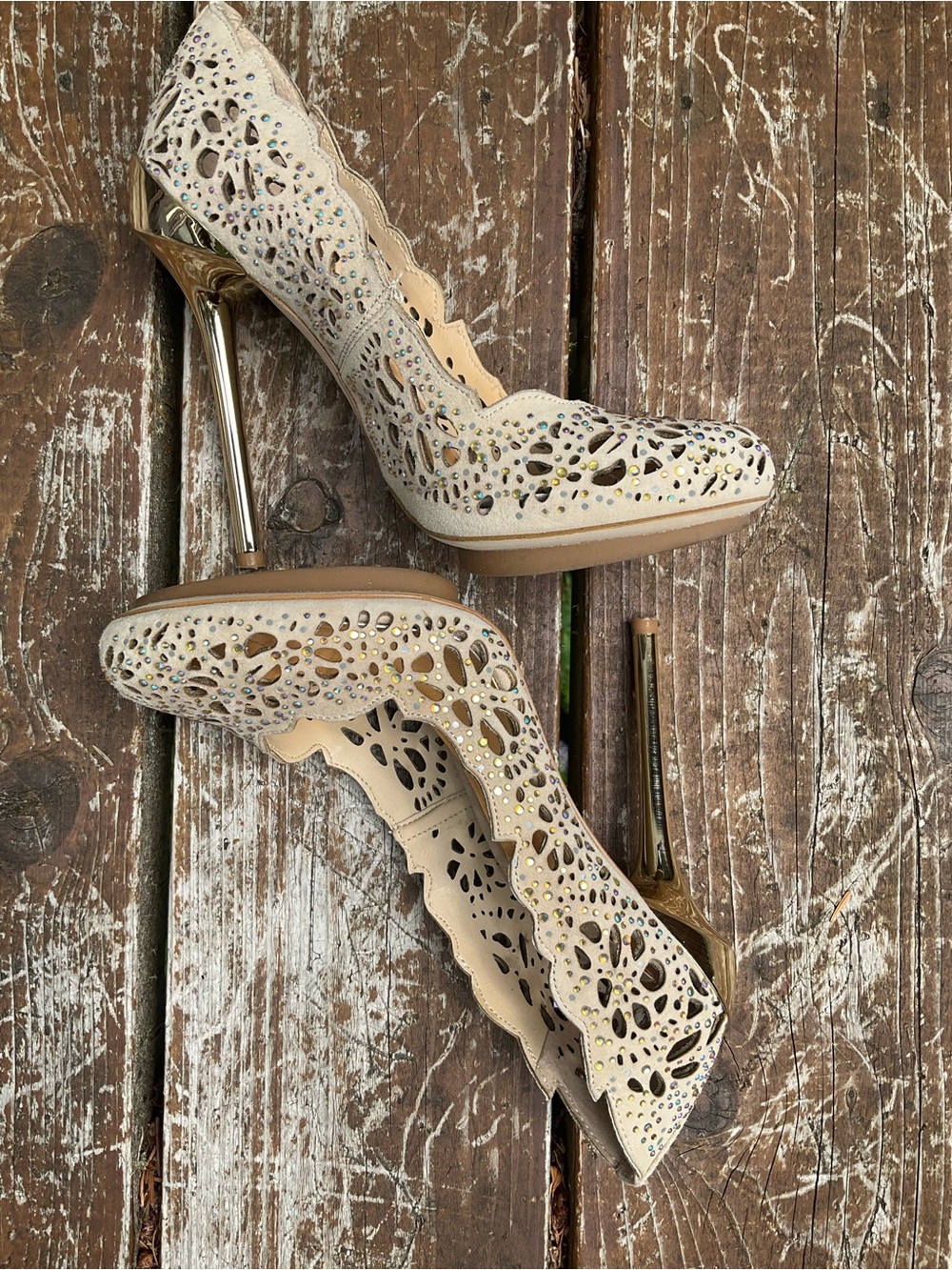 BCBGMaxAzria Rhinestone Heels - Picture 2 of 9